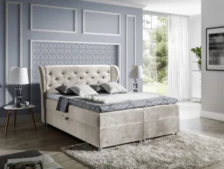 Boxspringbett Schlafzimmerbett ARIANNA 160x200cm Stoff Beige