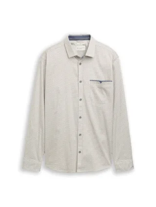 Tom Tailor - Gemustertes Langarmhemd beige - Gr. - M