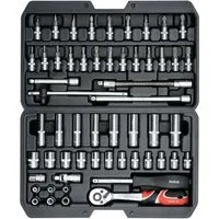 Yato Bit- und Steckschlüsselset YT-14501 56-teiliges Steckschlüssel-Werkzeugset, Steckschlüsseleinsätze mit AS-Drive-System, im Koffer