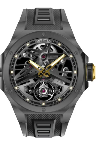 Invicta Celestial 70103 Herrenuhr - Mechanisches Werk - Edelstahl mit schwarzem Zifferblatt - 43 mm