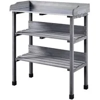 Yaheetech Pflanztisch 3-Schichtiger Pflanztisch mit verzinkter Arbeitsplatte, Outdoor wetterfest, Gärtnertisch 77 × 37 × 90 cm