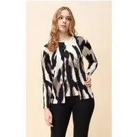 Passioni 2-in-1-Strickjacke Twinset im abstrakten Animalprint