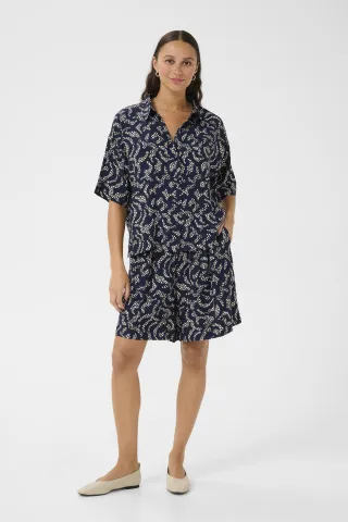 Langarm - Hemd Baggy fit Midnight Marine Lace Print dark blue