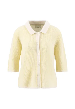 FYNCH-HATTON - CARDIGAN POLO TWO TONE HAIRY*RWS sunbeam yellow - Gr. - S