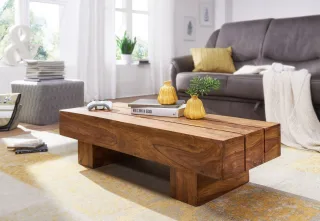 Couchtisch Massivholztisch ASMO 120x45x30 cm Holz Sheesham