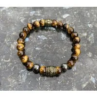 NAHLE Armband Naturstein Perlenarmband 8mm Tigerauge Partnerarmband (1-tlg., inklusive Schmuckbox), handmade, dehnbares Band, made in Germany