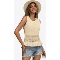 Imily Bela Strickweste Damen Weste mit Rundhals und Volant (Packung, 1-tlg., 1per-Pack) in Unifarbe
