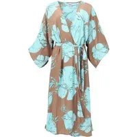 Guru-Shop Kimono Kimonokleid, seidig glänzender Boho Kimono mit.., alternative Bekleidung