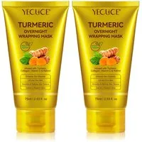 ALIVER Gesichtsmaske Kollagen Nachtmaske Gesicht Wrapping Mask Retinol Vitamin C Kurkuma, 2-tlg., Nachtmaske, Gesichtspflege, Hautpflege, Tumeric