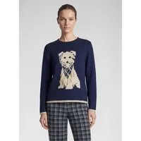 Rabe Strickpullover mit Hunde-Motiv und Fransen