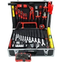 FAMEX Werkzeugset 755-57 Werkzeugkoffer bestückt, (Werkzeugkasten, 164-tlg., Werkzeugkiste, Werkzeugkasten), abschließbar, CV Stahl, Aluminium
