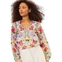 Love & Roses Langarmbluse Love & Roses Bluse mit Kerbausschnitt, Kurzgröße (1-tlg)
