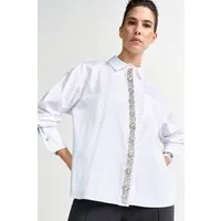 RICHROYAL Langarmbluse mit Strassknopfleiste, oversized