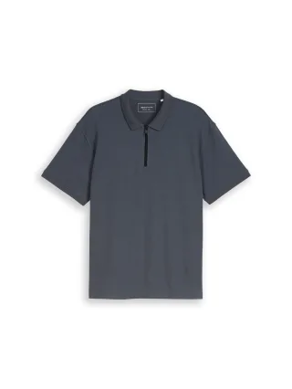 Denim Tom Tailor - Relaxed Fit Poloshirt mit Reißverschluss urban medium grey - Gr. - M