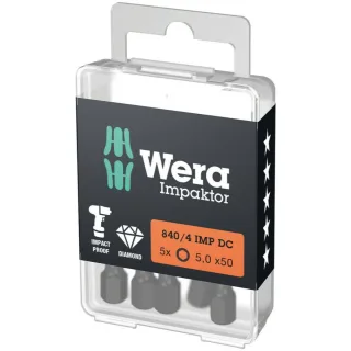 Wera 840/4 IMP DC Hex-Plus DIY Impaktor Bits, 5 x 50 mm, 5-teilig - 05057645001