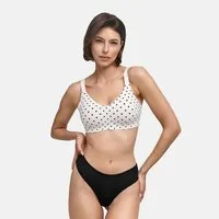 cfab (creamy fabrics) Bügelloser BH Seamless Compact Push-Up BH-White Polka Dot-2XL (1-tlg)
