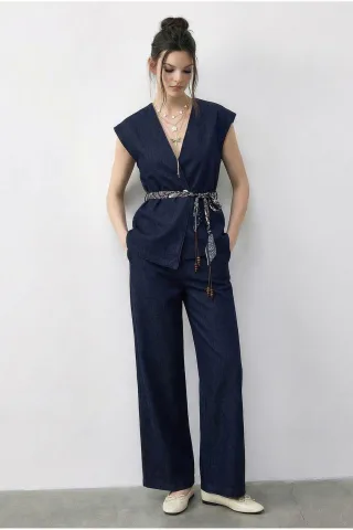 Weste und Hose Zweiteiliges Set mit Belt-Detail