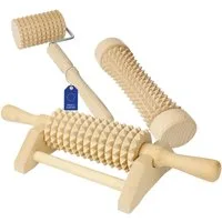 Lantelme Massageroller Holz Massage und Wellness Set für Hände Füße Nacken Körper, Massageset 3-tlg., 3er Seit, Massageroller, Fussmassageroller, Handmassageroller