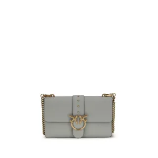 PINKO Graue Kalbleder Bos Taurus Schultertasche