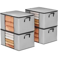 Oak&Tea Aufbewahrungstasche Aufbewahrungstasche mit Deckel Aufbewahrungsboxen für bettdecken (4-tlg), 90L Kleiderboxen für Kleiderschrank Organizer