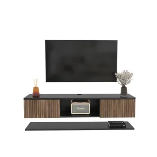 Decorotika Tv-Element, Schwarz, Hellbraun, Holzwerkstoff, 140x25.6x32 cm, Wohnzimmer, Wohnwände, Lowboards, Lowboards hängend