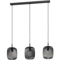 EGLO Pendelleuchte Hängeleuchte ROMAZZINA, exkl. E27, Stahl, Pendellampe, ohne Leuchtmittel, Esszimmerlampe, 90x20x110cm, 3-flammig, modern, minimalistisch
