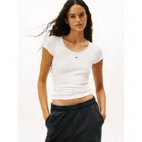 Tommy Jeans Kurzarmshirt TJW SLIM IRREGULAR RIB SS in gerippter Struktur