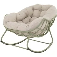 Lesli Living Schaukelstuhl Relax-Stuhl COZY Gartenstuhl beige/grün