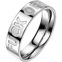 Taffstyle Fingerring F-Off gravierter Biker Ring Edelstahl Silber poliert Größe 62 (19.7) (Rocker Schmuck Bikerschmuck Fingerring), Damen Herren Fingerring Herren Ring Massiv Breit Herrenring Männer