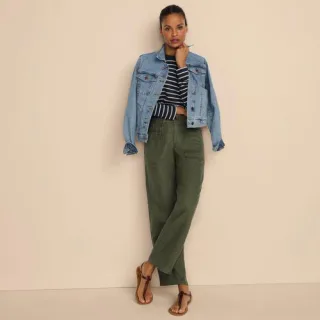 Relaxte Leinenhose mit geradem Bein für Damen, Damen, size: regular, Elfenbein, by Lands' End