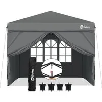 Sekey Faltpavillon 300x300 cm Pavillon Gartenpavillon mit 4 abnehmbaren Seitenteile UV50+, mit 4 Seitenteilen, Winterfest und Wasserdicht Partyzelt mit 1 Fenster und 4 Sandsäcke