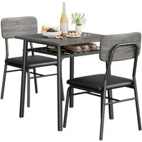 GarveeMore Essgruppe 3-teiliges Esszimmer-Set aus Holz für 2 Personen mit Ablagefach, (3-tlg), 1 x Esstisch, 2 x Gepolsterten Stühlen für kleine Küchen, Apartments