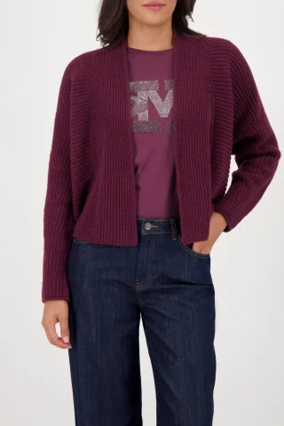 monari - Stricküberwurf mit Rippenstruktur bordeaux - Gr. - 44