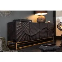 riess-ambiente Sideboard SCORPION 180cm schwarz / gold · Anrichte aus Mango-Massivholz, Metall-Gestell · Kommode mit 4 Fächern · 3D Schnitzereien · Wohnzimmer