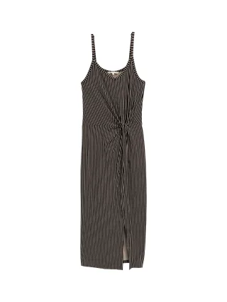 Denim Tom Tailor - Midi-Trägerkleid mit Twist-Detail black beige stripe - Gr. - M