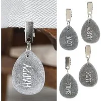CEPEWA Tischdecke Tischdeckenbeschwerer 4er Set Stein 4,5x6x1cm Happy Luck Love Smile