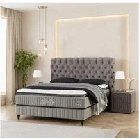 gowoll Boxspringbett bett 180 x 200 - 160 x 200 - Boxpringbett 140x200 Comfort, H3 Matratze (7 Zonen Allergenfrei & Atmungsaktiv, Orthopädische Matratze mit Topper, 1x Matratze, 2x Bettkasten, 1x Kopfteil), mit Komforteinstiegshöhe von 67cm