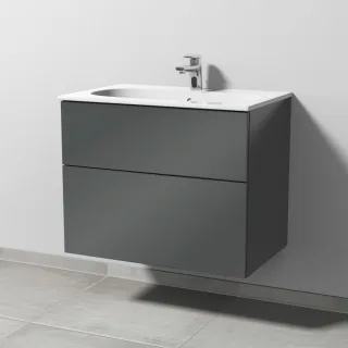 Sanipa 3way Waschtischunterbau zu Geberit Acanto Slim Waschtisch mit 2 Auszügen, Anthrazit-Glanz SF41179