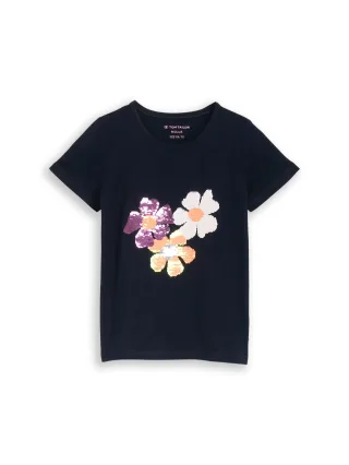 tom tailor kids - T-Shirt mit Wendepailletten sky captain blue - Gr. - 110