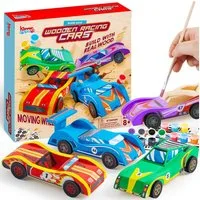 Klever Kits Bastelscheren Klever Kits 4 Stück Holz Auto Bastelset Kinder, (1-tlg)