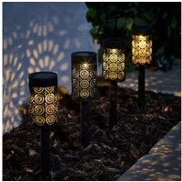 Lights4fun LED Gartenleuchte 4er Set Marrakesch marokkanische Solar Stableuchten