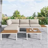 Flieks Gartenlounge-Set, 4-Sitzer Gartenmöbel Stahl 205*145*66cm