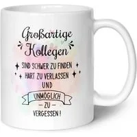 GRAVURZEILE Tasse mit Spruch - Großartige Kollegen - Abschiedsgeschenk für die Kollegen, Keramik, Farbe: Weiß