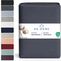 BR-Home Spannbettlaken bis zu 25cm, 100% Baumwolle Jersey Bettlaken, Spannbetttuch 145 g/m², Gummizug: rundum, (1 Stück), Rundumgummi, Atmungsaktiv