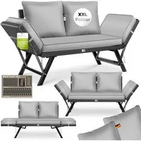 KESSER Gartenbank Polyrattan Gartensofa 4-in-1 mit Liegefunktion & Verstell-Funktion (Gartencouch mit Sitzkissen & Rückenkissen Extra Dicke & Weiche Polster), Balkon-Sofa Wetterfest für Garten, Balkon & Terrasse