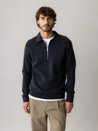 mos mosh gallery - MMGAbel Zip Polo Sweat salute navy - Gr. - L