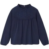 vertbaudet Langarmshirt Mädchen Blusenshirt mit Lochstickerei