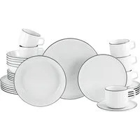 CreaTable Kombiservice Chef Collection Black Line, Kombi-Service 30-tlg (30-tlg), 6 Personen, Porzellan, Daily Use, Zeitlos