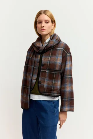 THE FASHION PEOPLE - Woolen Check Jacket wood check - Gr. - 34