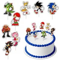 Festivalartikel Tortenstecker SONIC Topper Set 8 Stk Geburstag Torten Deko Kuchen Junge